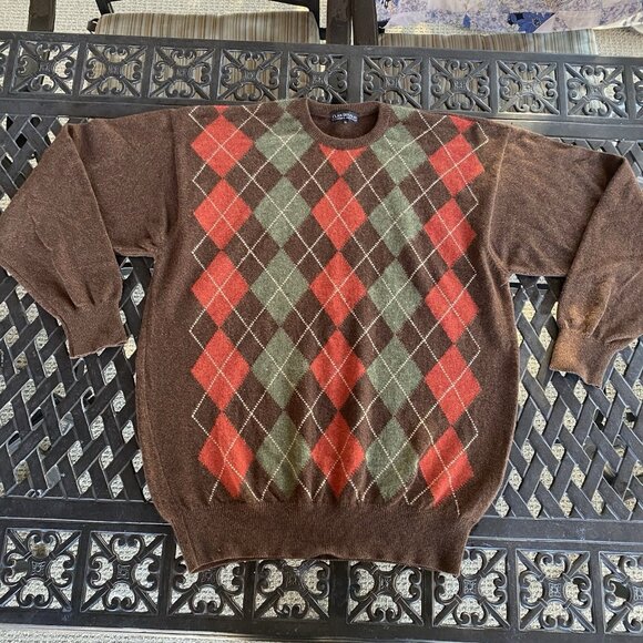 100% Cashmere - Clan Douglas - Scotland - LUXURY - Argyle Crew Neck Sweater - XL - Picture 8 of 8